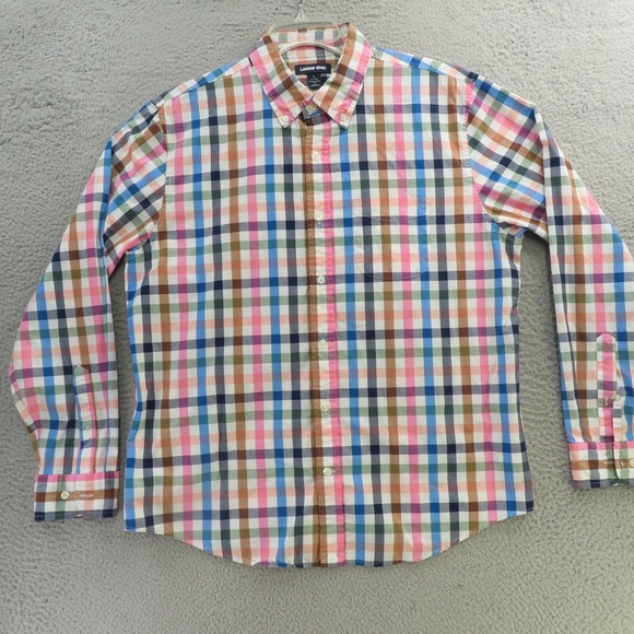 Lands' End Other - Lands End Shirt Large Blue Pink Green Check Long Sleeve Button Up Dress